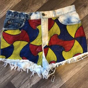 Colorful Patterned Handpainted  Denim Women's Shorts 8